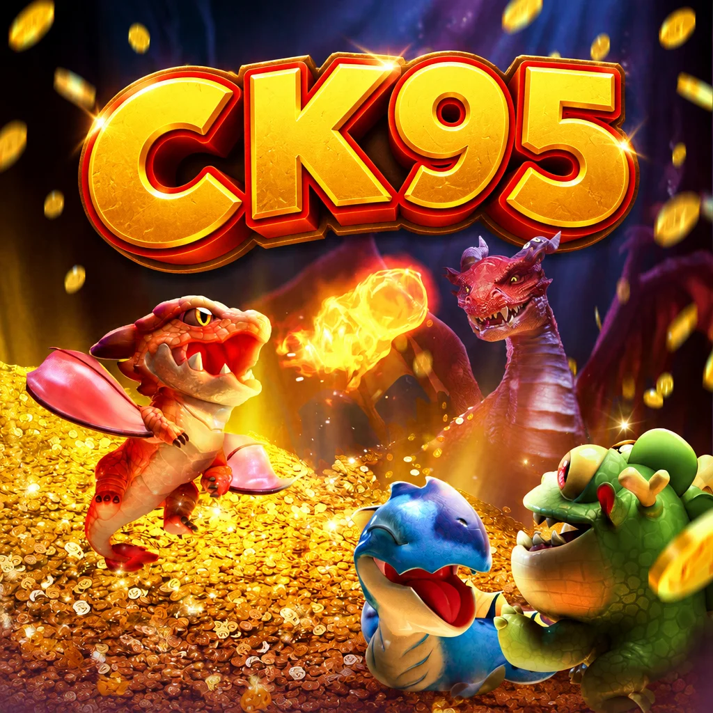 สัญลักษณ์เกม Dragon Hatch บน CK95 โดดเด่นด้วยไข่มังกรและราชินีมังกรในถ้ำหินลาวา